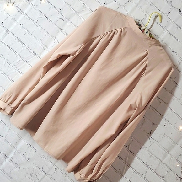 Banana Republic Beige Neutral Tone Satin Statement Sleeve Button Down Top Size M - Picture 11 of 15